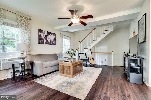 1608 Preston Rd, Alexandria, VA 22302 - living area featuring plenty of natural light, dark wood-style flooring, and ceiling fan
