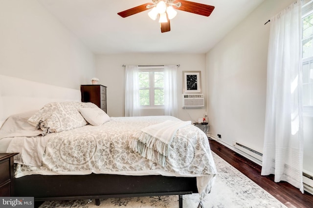 1608 Preston Rd, Alexandria, VA 22302 - bedroom with baseboard heating, dark wood-type flooring, and ceiling fan
