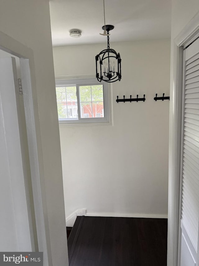 1608 Preston Rd, Alexandria, VA 22302 - unfurnished dining area featuring a chandelier and wood finished floors