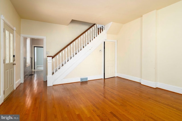 610 Washington Ln, Jenkintown, PA 19046 - interior space featuring stairs, wood finished floors, visible vents, and baseboards