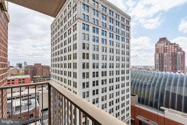 balcony featuring a city view