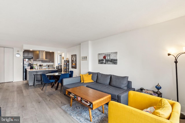 living area with light wood-style flooring