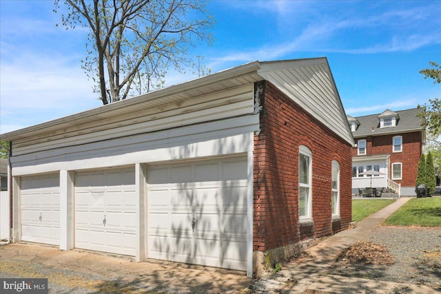 view of detached garage