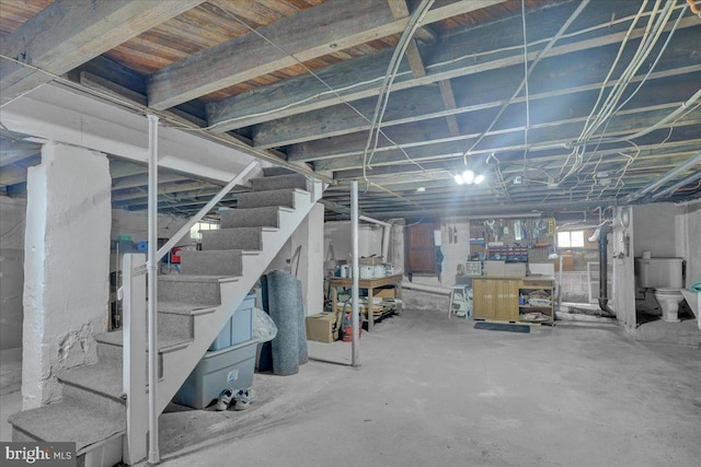 below grade area featuring stairway