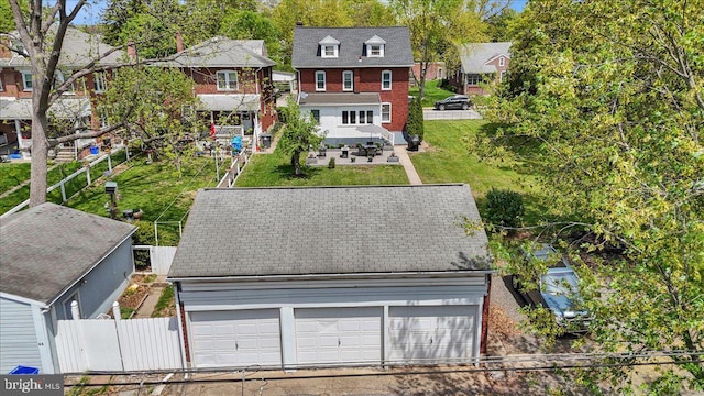 aerial view with a residential view