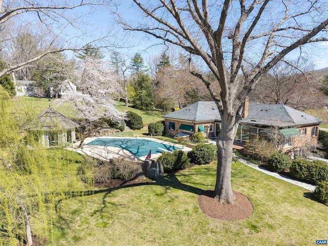 42 Old Farm Rd, Charlottesville, VA 22903 - view of pool featuring a gazebo, a lawn, and a covered pool
