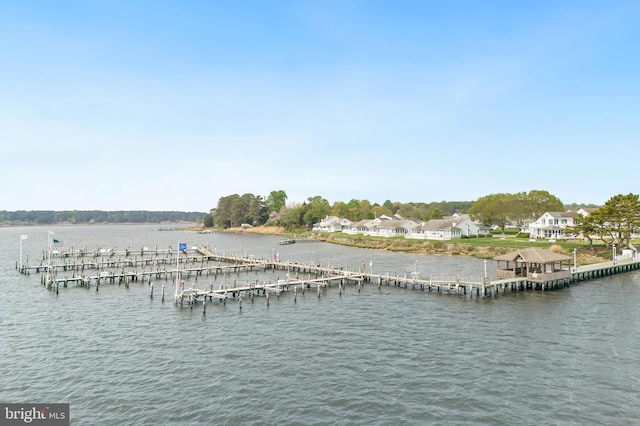 view of dock featuring a water view