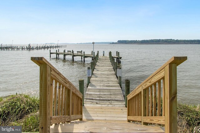 view of dock featuring a water view
