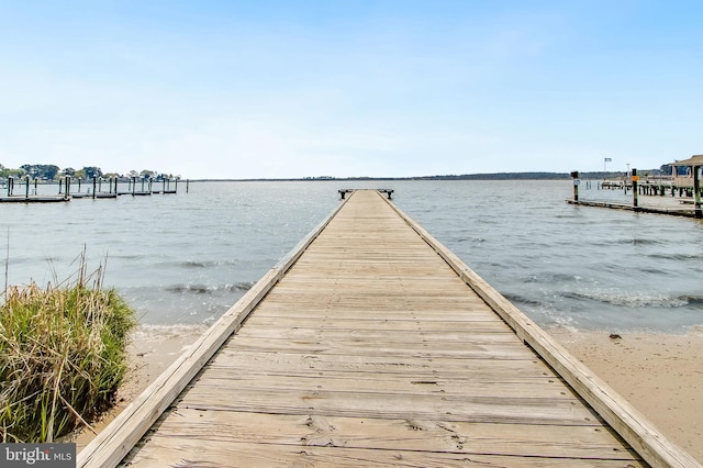 view of dock featuring a water view