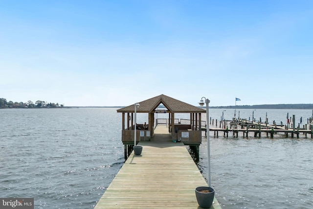 view of dock featuring a water view
