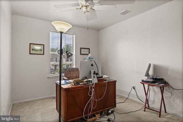 108 Shoreline Dr, Atco, NJ 08004 - office with light carpet, ceiling fan, and baseboards
