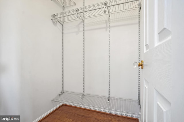 spacious closet with wood finished floors