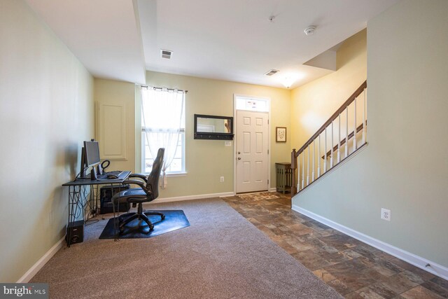 748 S Macon St, Baltimore, MD 21224 - office area with baseboards and stone finish floors