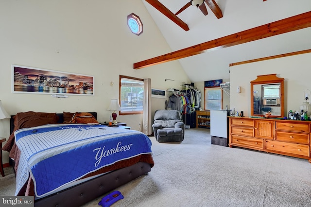 4315 Washington Blvd, Halethorpe, MD 21227 - carpeted bedroom featuring high vaulted ceiling and beam ceiling