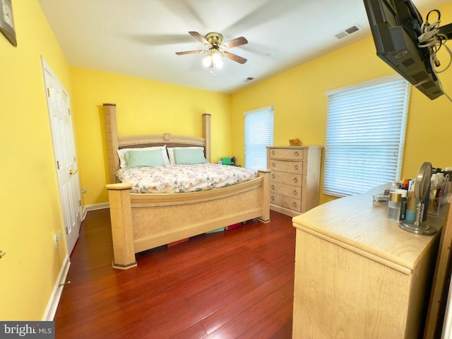 3701 Spicebush Way, Frederick, MD 21704 - bedroom featuring dark wood-type flooring, baseboards, and ceiling fan
