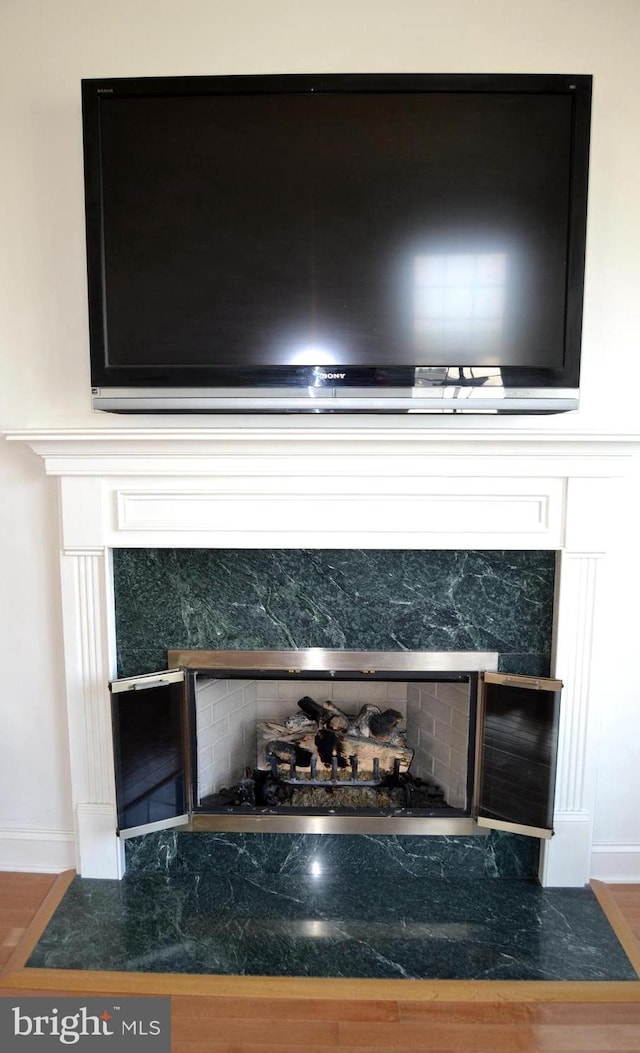 details featuring baseboards and wood finished floors