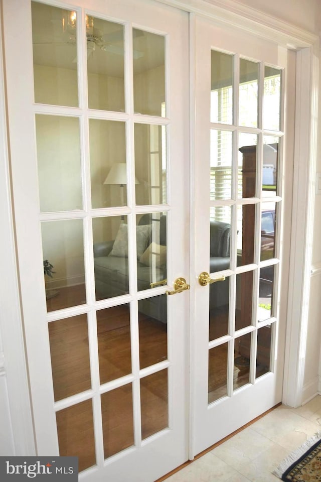 doorway with french doors