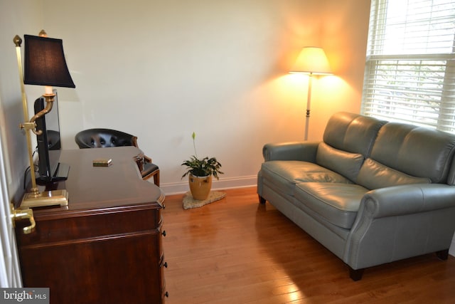 interior space featuring baseboards and wood finished floors