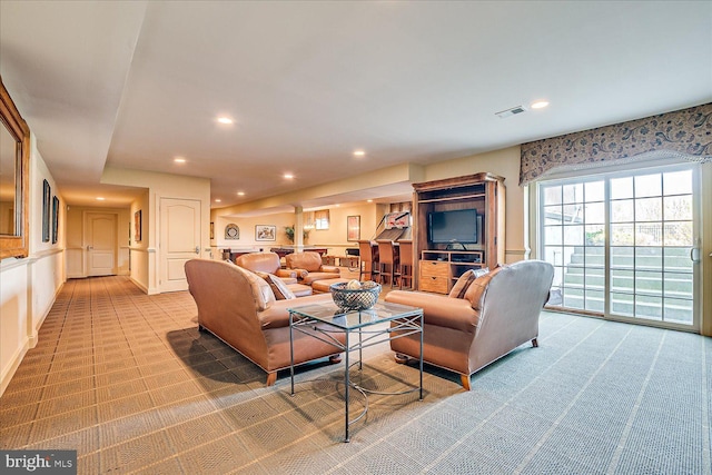 6 Ridgeview Way, Allentown, NJ 08501 - carpeted living area with recessed lighting and visible vents