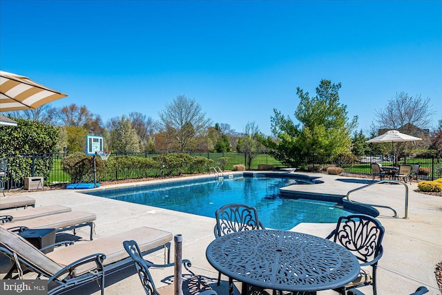 6 Ridgeview Way, Allentown, NJ 08501 - view of pool with a patio area, a fenced in pool, outdoor dining area, and fence
