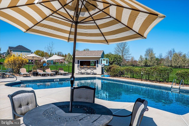 6 Ridgeview Way, Allentown, NJ 08501 - view of pool with an outdoor structure, a patio area, a fenced in pool, and fence