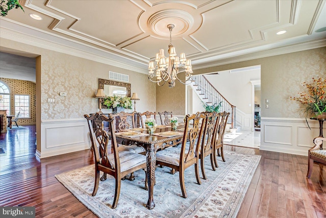 6 Ridgeview Way, Allentown, NJ 08501 - dining room with hardwood / wood-style floors, visible vents, a notable chandelier, and ornamental molding