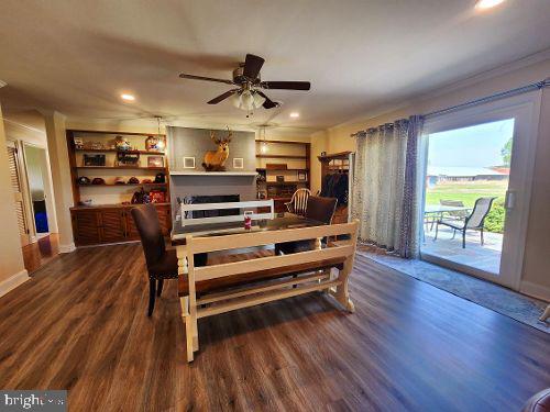 28964 Waller Rd, Delmar, MD 21875 - dining space with ceiling fan, recessed lighting, baseboards, and wood finished floors