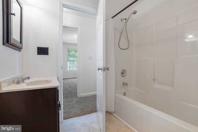 13217 Gundale, Middle River, MD 21220 - full bath with tile patterned flooring, shower / bathing tub combination, baseboards, and vanity
