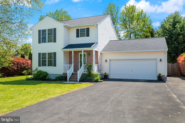 13217 Gundale, Middle River, MD 21220 - traditional-style house featuring roof with shingles, a front lawn, brick siding, a garage, and aphalt driveway