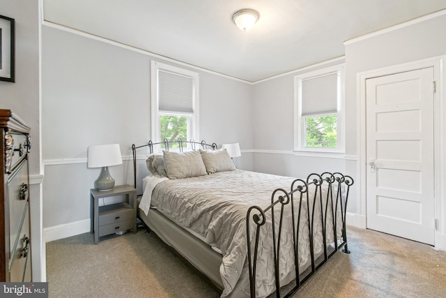 3330 Richmond Ave, Baltimore, MD 21213 - bedroom featuring light colored carpet, multiple windows, baseboards, and ornamental molding