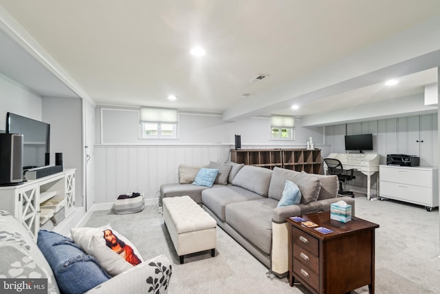 3330 Richmond Ave, Baltimore, MD 21213 - living area with light carpet, plenty of natural light, and recessed lighting