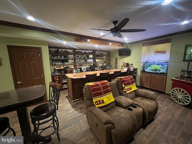 3211 Havenwood Ct, Edgewater, MD 21037 - indoor bar featuring recessed lighting and ceiling fan