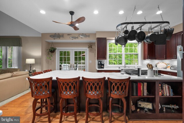 3211 Havenwood Ct, Edgewater, MD 21037 - kitchen featuring light countertops, ceiling fan, a sink, plenty of natural light, and recessed lighting