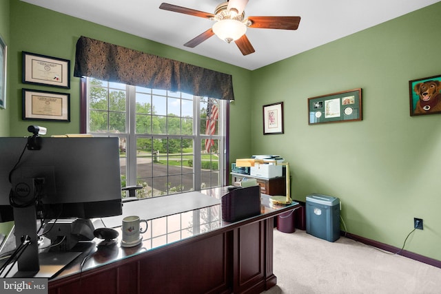 3211 Havenwood Ct, Edgewater, MD 21037 - office area with carpet, a ceiling fan, and baseboards