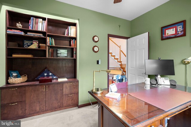 3211 Havenwood Ct, Edgewater, MD 21037 - office area with ceiling fan and light colored carpet