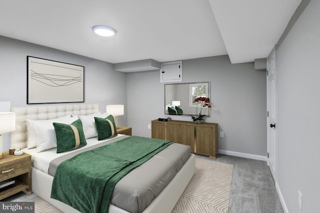 carpeted bedroom with baseboards