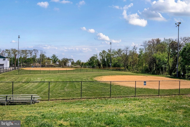 surrounding community featuring a lawn and fence