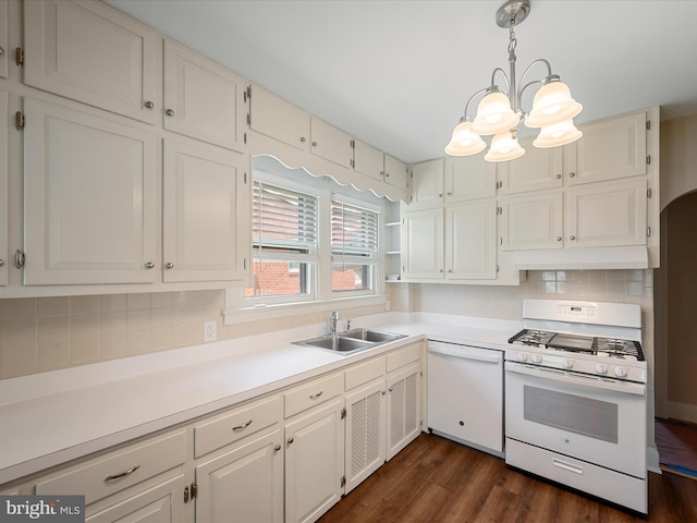 675 National Ave, Winchester, VA 22601 - kitchen with a notable chandelier, white appliances, light countertops, and a sink