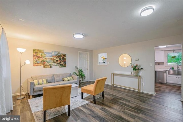 1207 Sunrise Ct, Herndon, VA 20170 - living area featuring dark wood-type flooring and baseboards