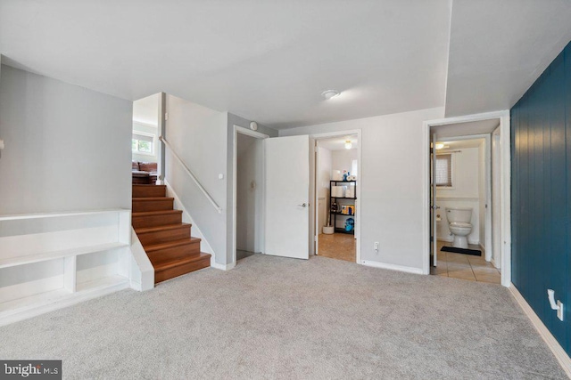 25 Haddington Rd, Lutherville Timonium, MD 21093 - basement featuring baseboards, carpet flooring, and stairs