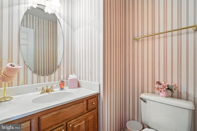 1728 Catherine Fran Dr, Accokeek, MD 20607 - half bath with toilet, wallpapered walls, and vanity