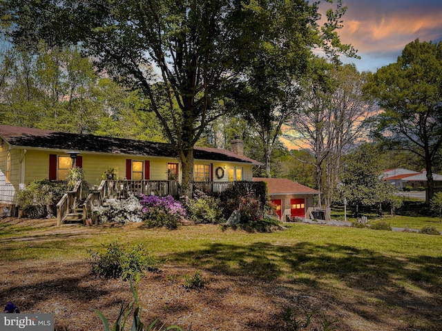 41 Wood Landing Rd, Fredericksburg, VA 22405 - rear view of house featuring a chimney and a yard