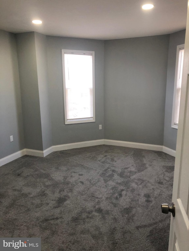 278 W Wellens Ave, Philadelphia, PA 19120 - spare room featuring baseboards, dark colored carpet, and recessed lighting