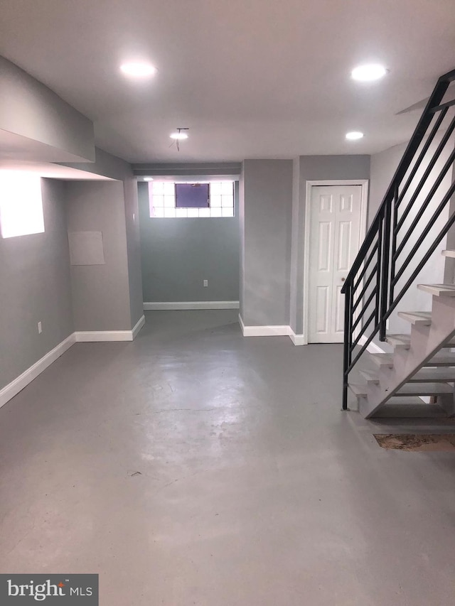 278 W Wellens Ave, Philadelphia, PA 19120 - below grade area with baseboards, recessed lighting, and stairway