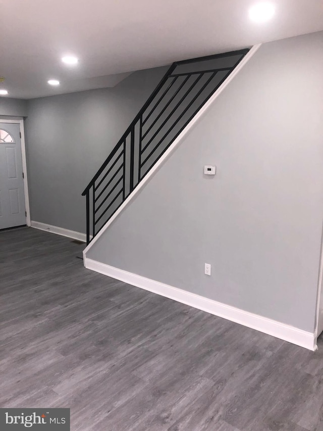 278 W Wellens Ave, Philadelphia, PA 19120 - foyer featuring recessed lighting, stairs, baseboards, and dark wood-style flooring