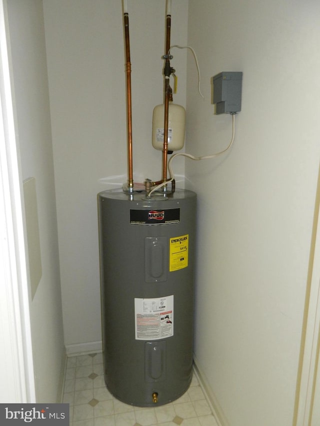 utility room featuring water heater