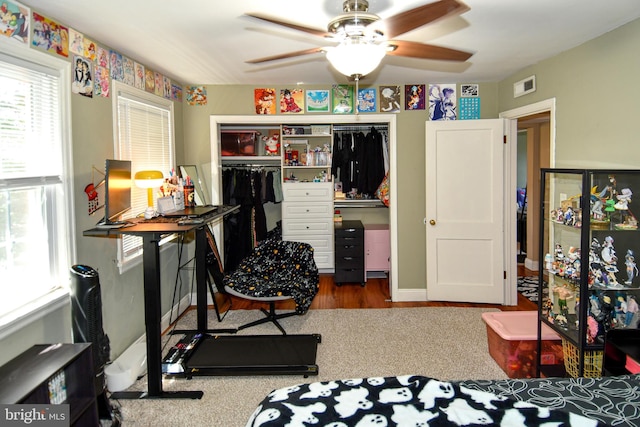 1303 Belle View Blvd Unit B1, Alexandria, VA 22307 - bedroom featuring a closet, wood finished floors, and a ceiling fan
