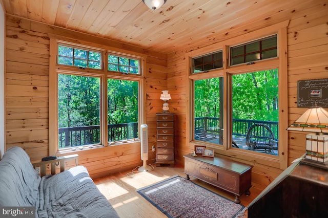 1898 Rocky Bluff Ln, James Creek, PA 16657 - interior space with wooden walls, wood finished floors, and wood ceiling