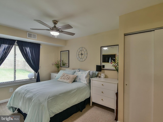 8362 Inspiration Ave, Walkersville, MD 21793 - bedroom with ceiling fan, a closet, visible vents, and carpet