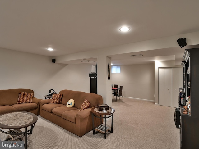 8362 Inspiration Ave, Walkersville, MD 21793 - living area featuring recessed lighting, baseboards, and light colored carpet